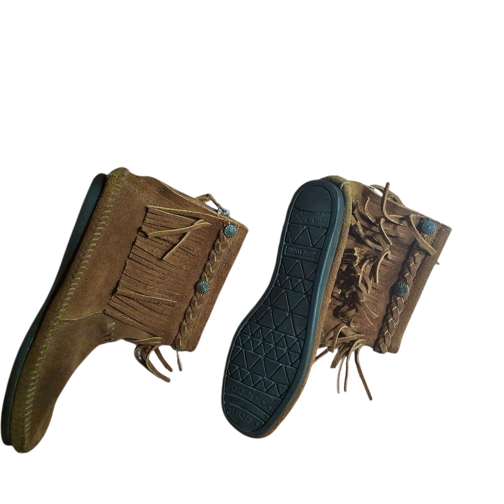💟Minnetonka Brown Fringe Moccasins
